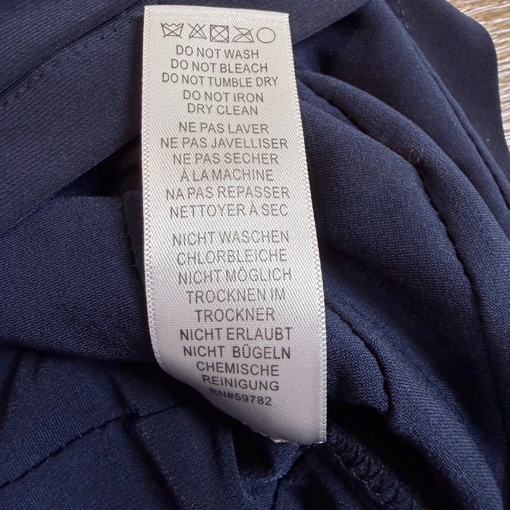 Adrianna Papell Navy Blue Tiered Ruffle Sheath Dress Size 8 V-Neck Cocktail - Picture 7 of 11